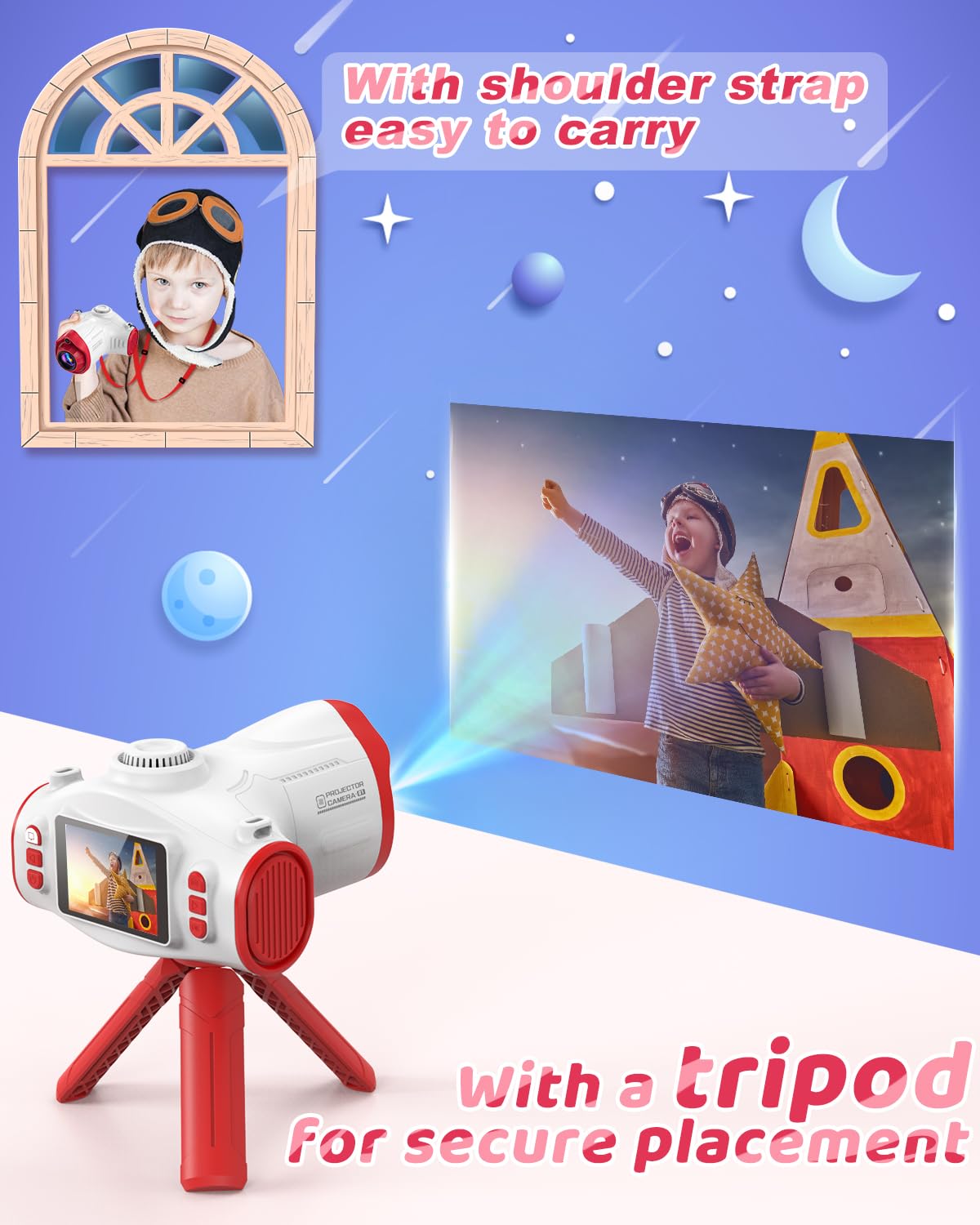 Usteetic Kids Camera with Projector gift ready packaging for holidays