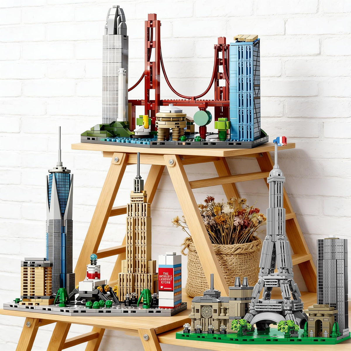 USVillGO skyline collection box, ready-to-display on shelf or desk.