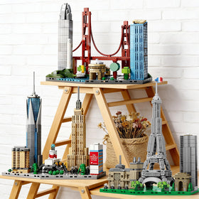 USVillGO skyline collection box, ready-to-display on shelf or desk.