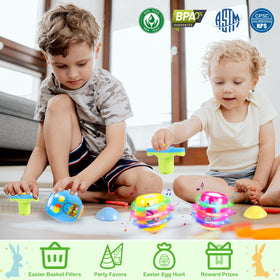 Utbttor Easter Egg Spinner launching handles enable easy setup and varied spins.