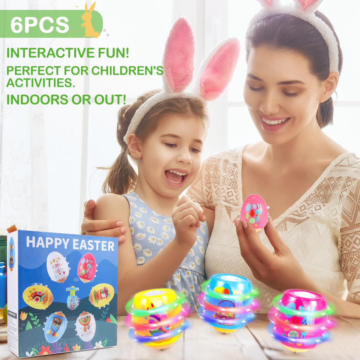 Utbttor Easter Egg Spinner demonstrates simple press-to-spin action for toddlers.