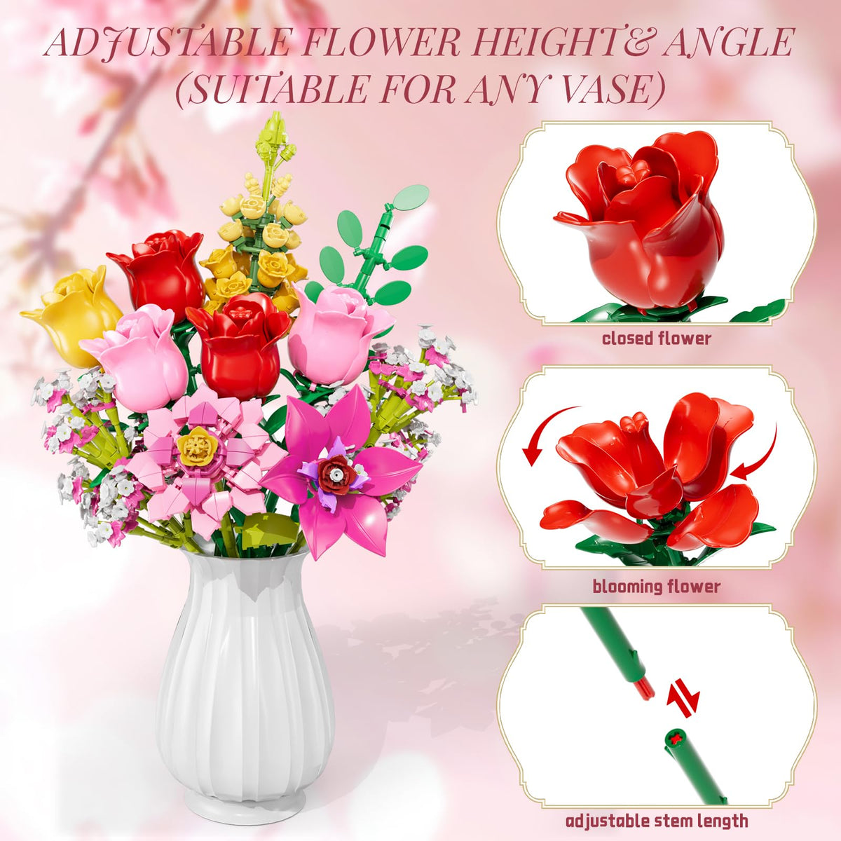 Utbttor Flowers Bouquet Building Set Mother’s Day gift idea