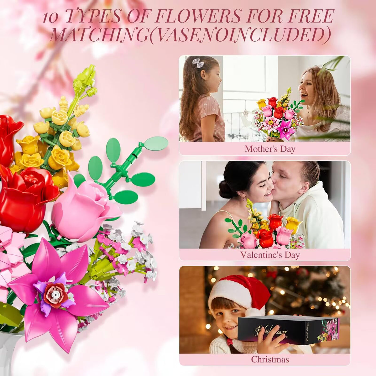 Utbttor Flowers Bouquet Building Set year‑round decor ideas