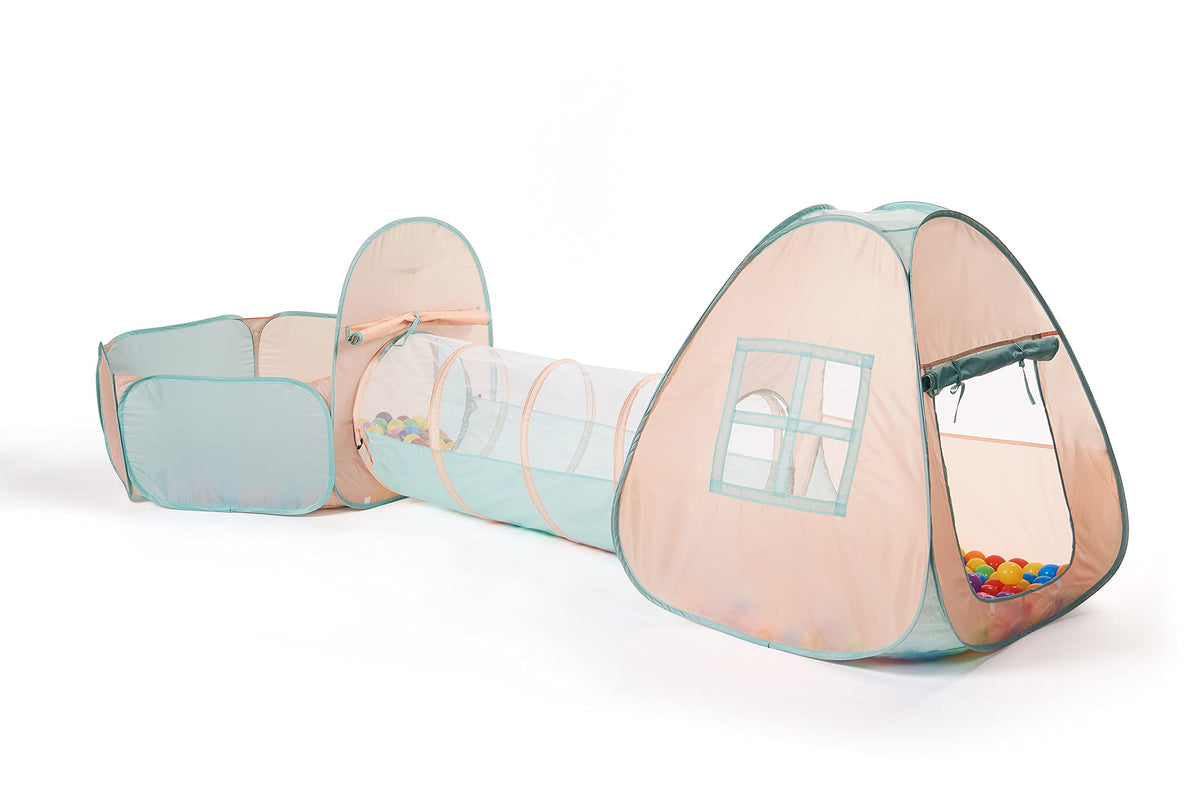 UTEX 3 in 1 pop up play tent with tunnel and ball pit for indoor and outdoor fun.