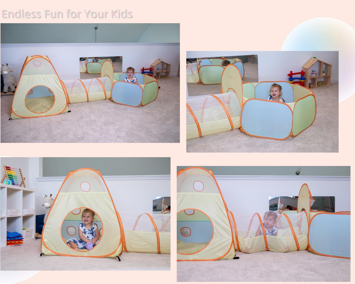 UTEX crawl tunnel with mesh windows for airflow and peekaboo fun.