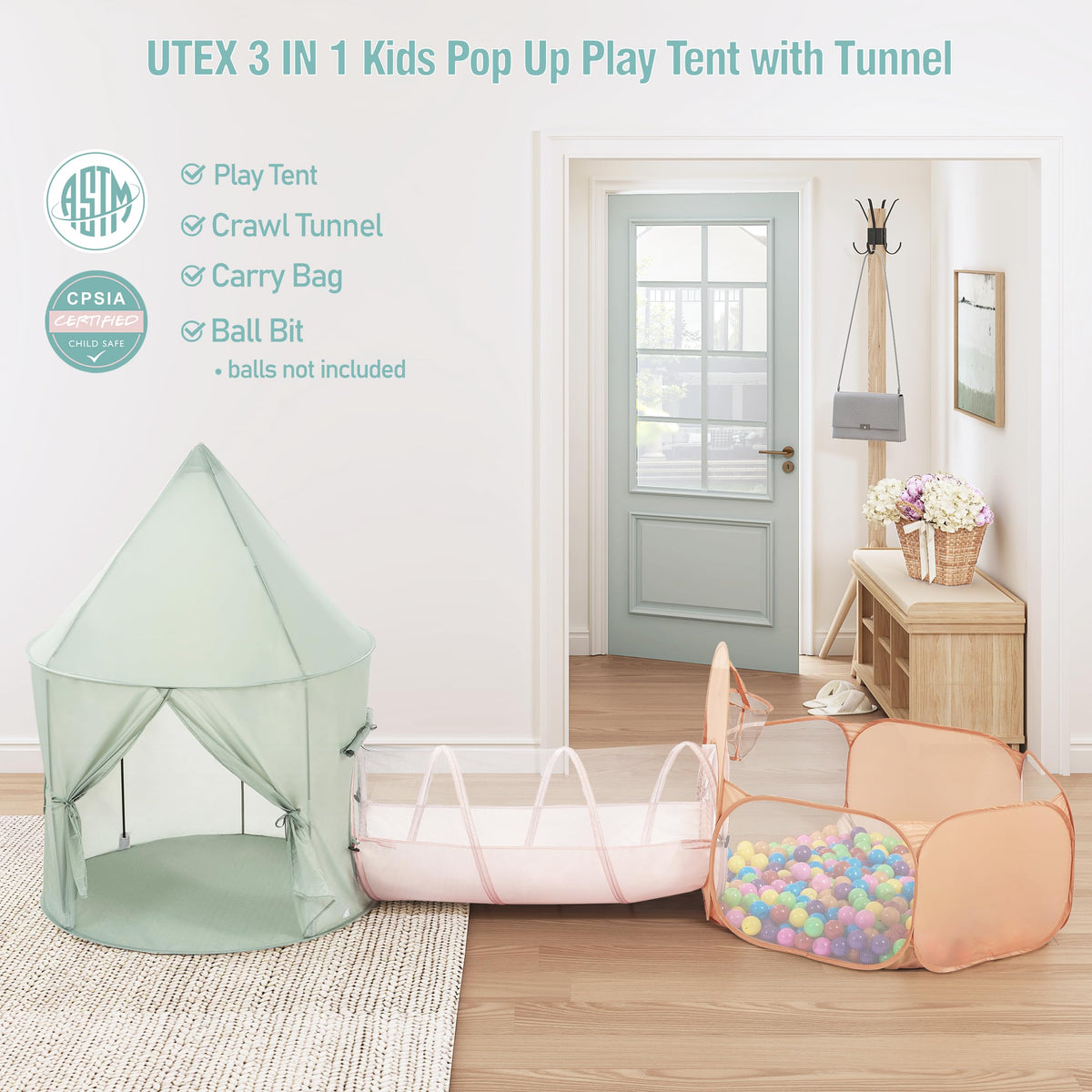 UTEX Ball Pit feature inviting toddlers to reach and explore