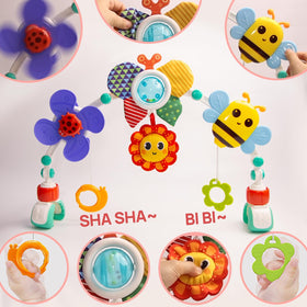 UTOPLIKEY bee and sunflower toys provide crinkle sounds for sensory exploration.