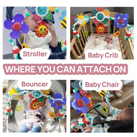 UTOPLIKEY arch clipped to crib or stroller for safe grasping practice.