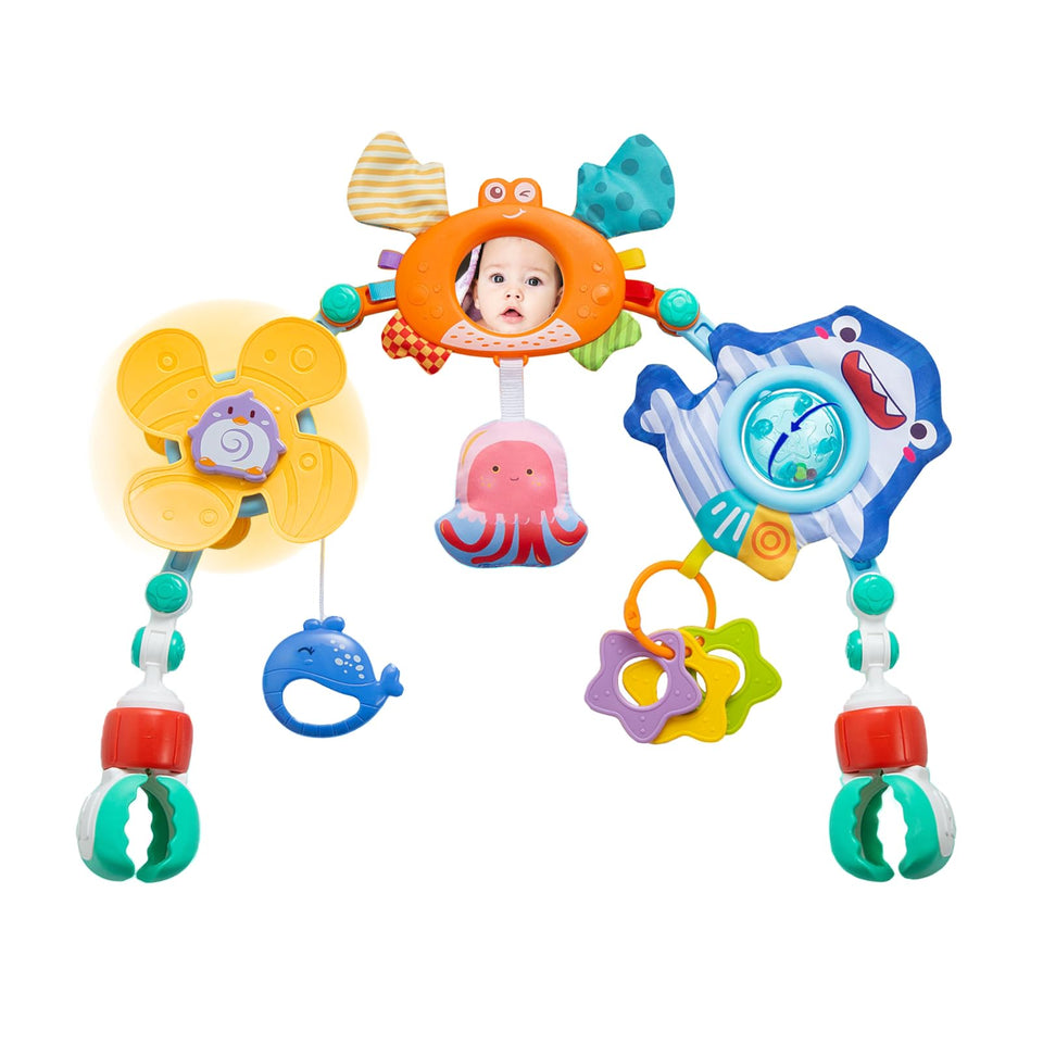 UTOPLIKEY stroller arch toy with ocean theme keeps baby engaged on walks