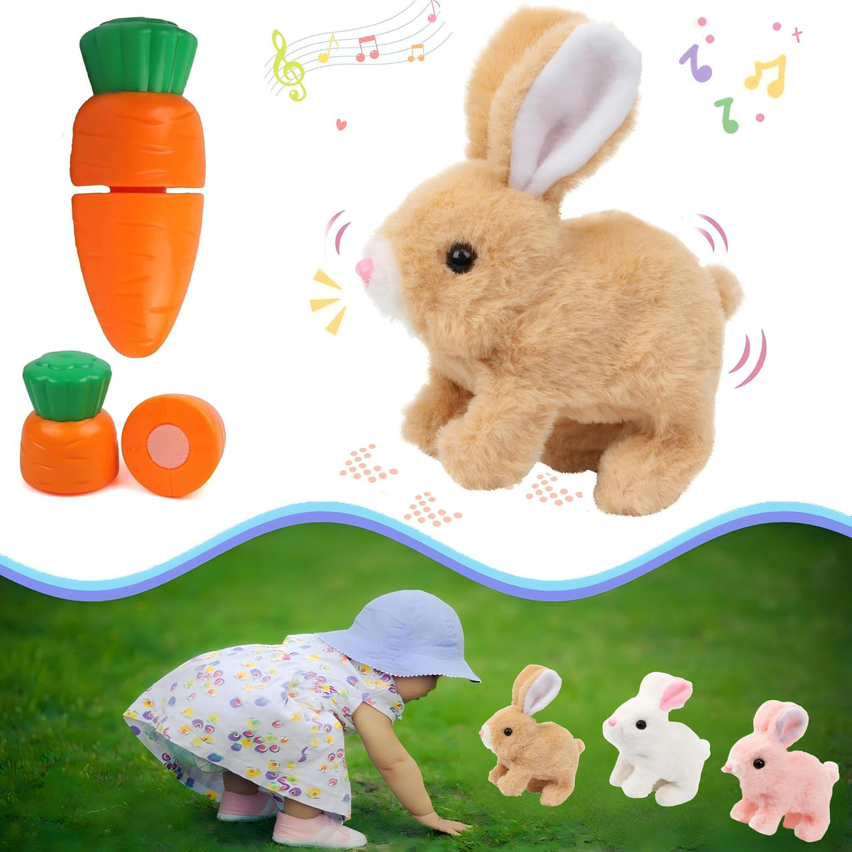 UVAAKZ Bunny plush toy with hopping action for interactive playtime.
