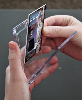 UVBLOC 130pt One Touch Card Holders inside view shows recessed protection for prized cards.