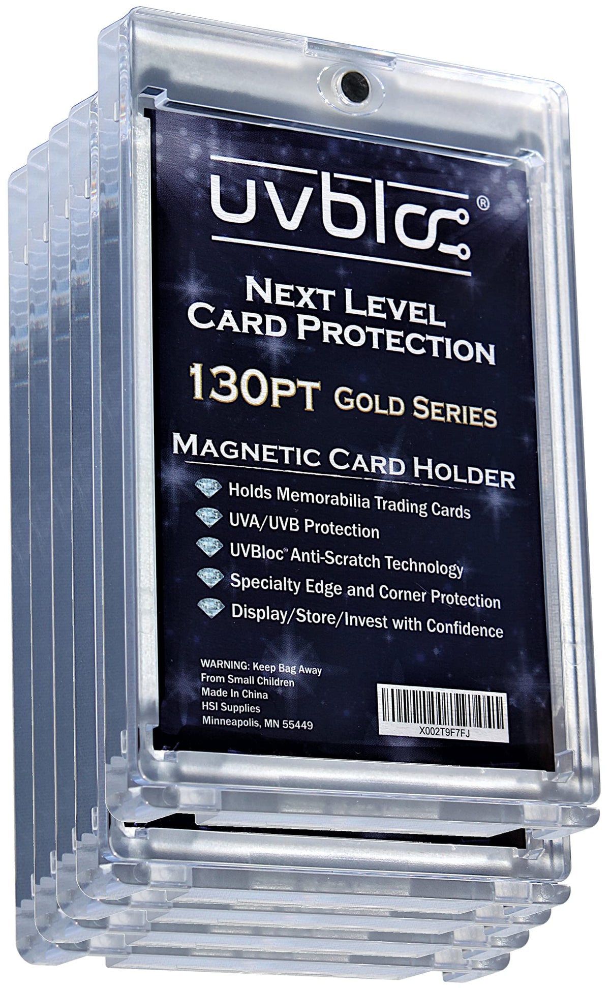 UVBLOC 130pt One Touch Card Holders pack front view for secure, UV-protected displays.