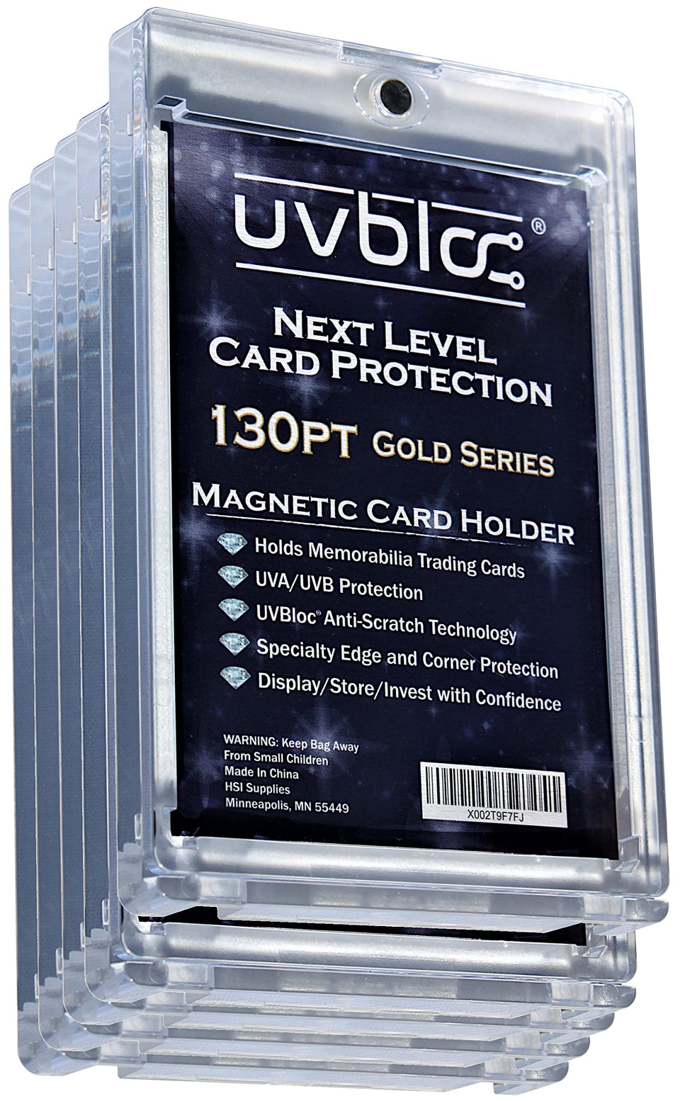 UVBLOC 130pt One Touch Card Holders pack front view for secure, UV-protected displays.