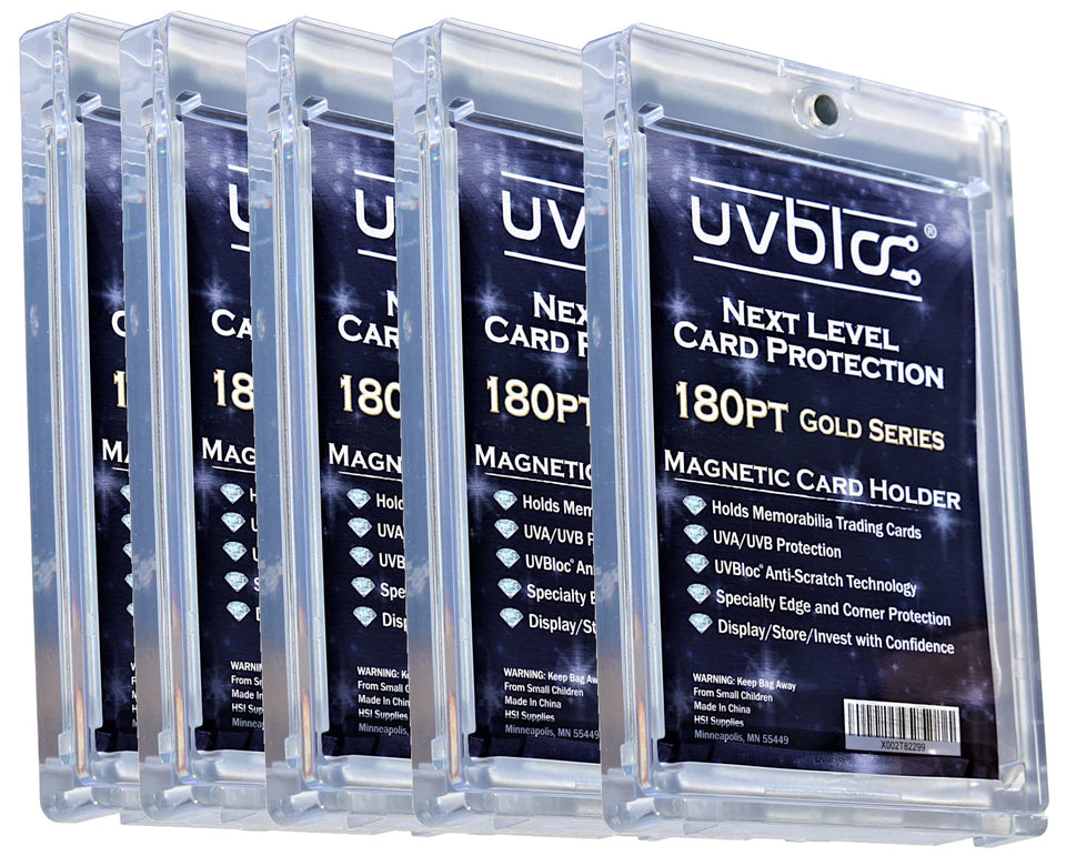 UVBLOC One Touch 180pt pack protects ultra thick jersey patches for display.