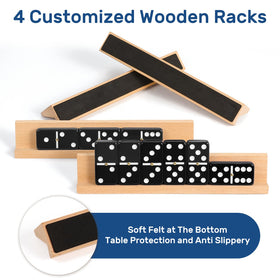 uvcany beech wood racks hold seven tiles each for tidy game setup.