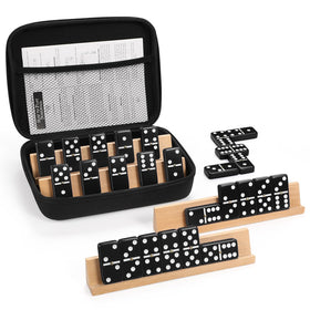 uvcany jumbo dominoes set with wooden racks for organized, travel-friendly family play.