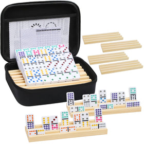 Uvcany Mexican Train Dominoes tiles setup keeps pieces organized for family game night.