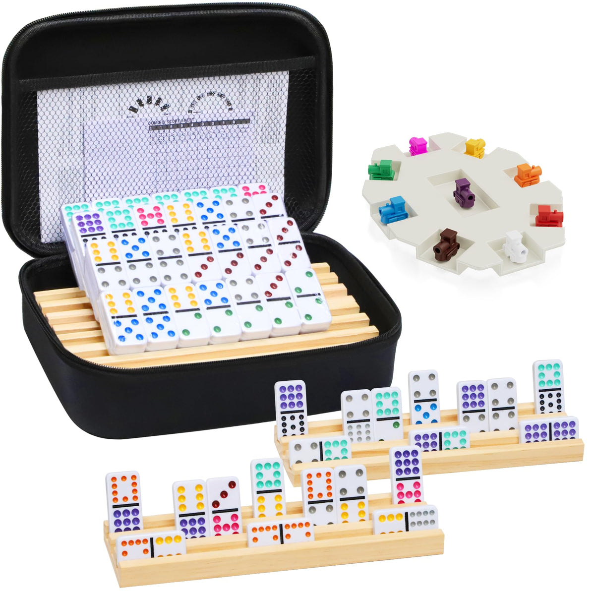 uvcany Mexican Train dominoes tiles colored for family game nights