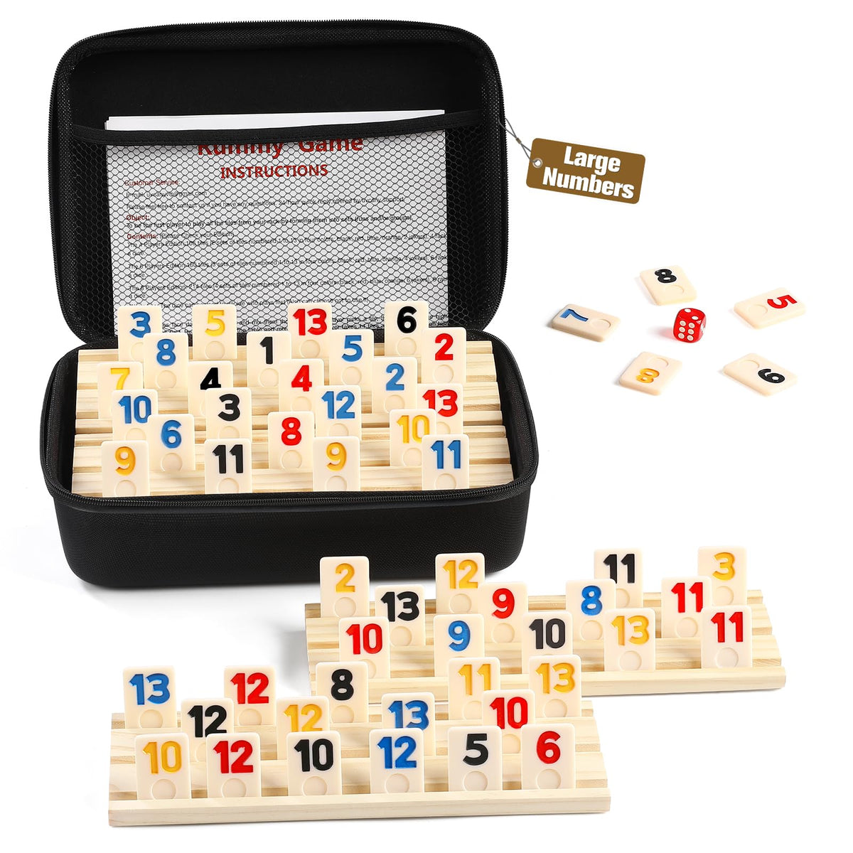 uvcany Rummy Cube tiles in a 106 piece set for quick gameplay