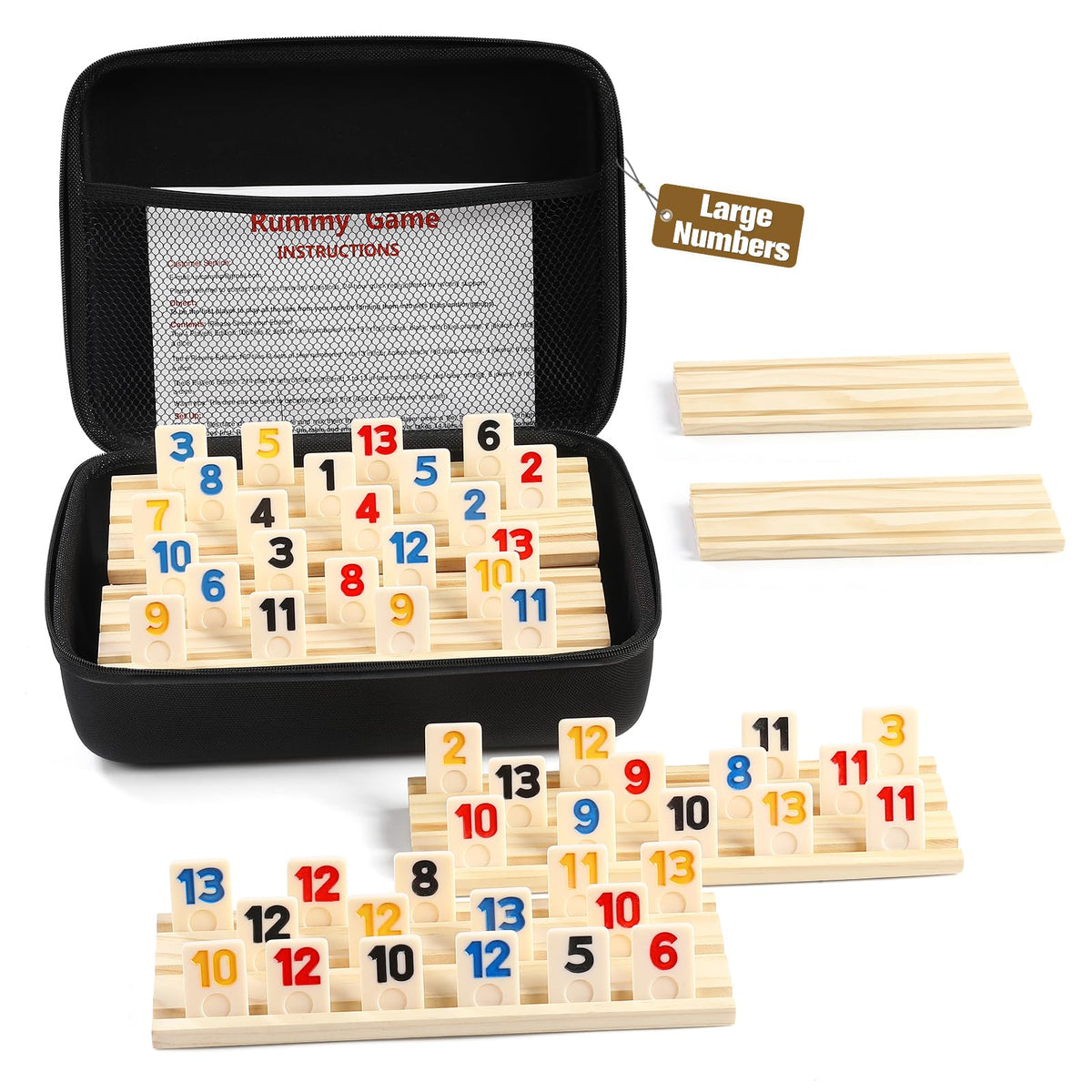 UVCANY Rummy Cube tiles with 160 large-number faces for clear visibility.