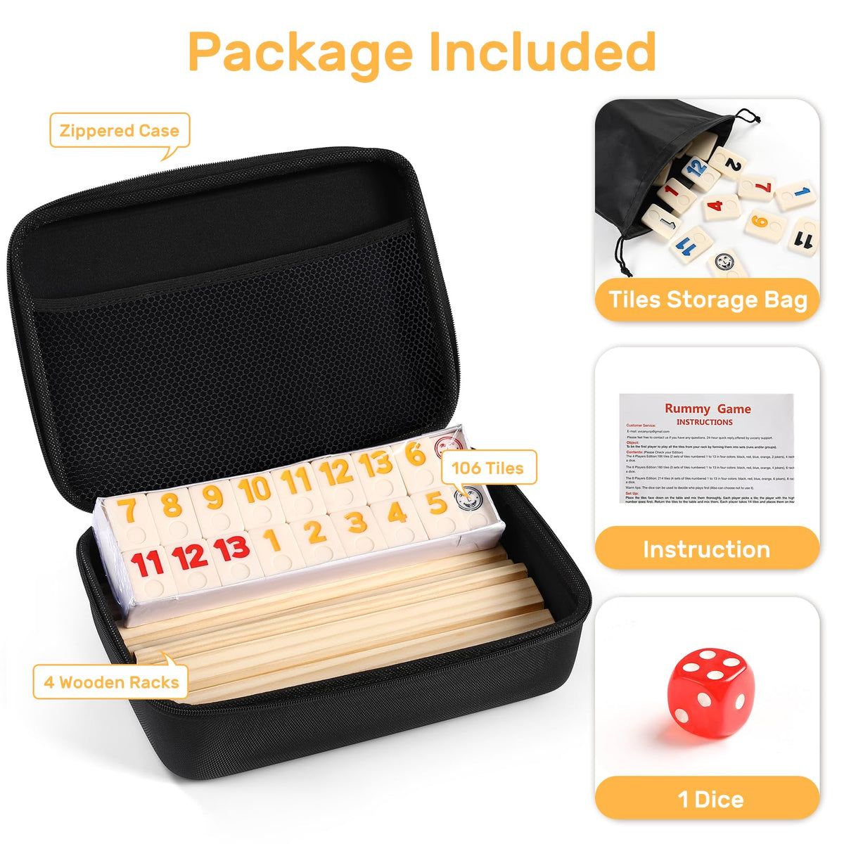 uvcany zippered case for portable Rummy Cube set