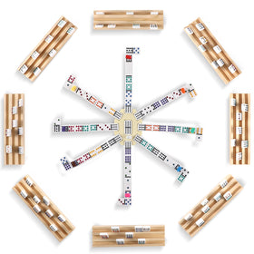 Uvcany wooden trays eight holders keep dominoes neatly upright for easy setup.