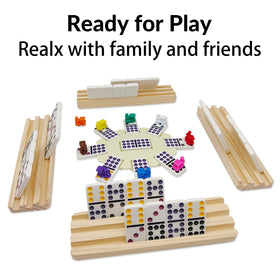 uvcany wooden racks keep dominoes organized during fast-paced games.