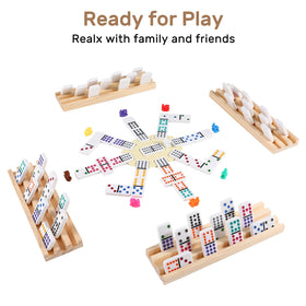 uvcany wooden trays organize domino pieces during play