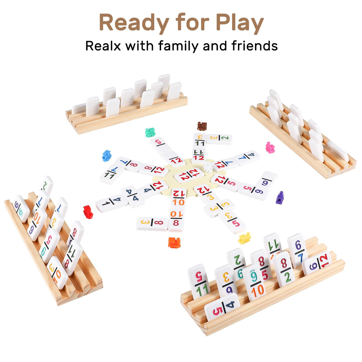 uvcany wooden trays display sturdy holders to keep dominoes organized