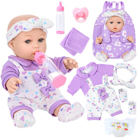 UZIDBTO 12 inch doll with flower backpack for imaginative play