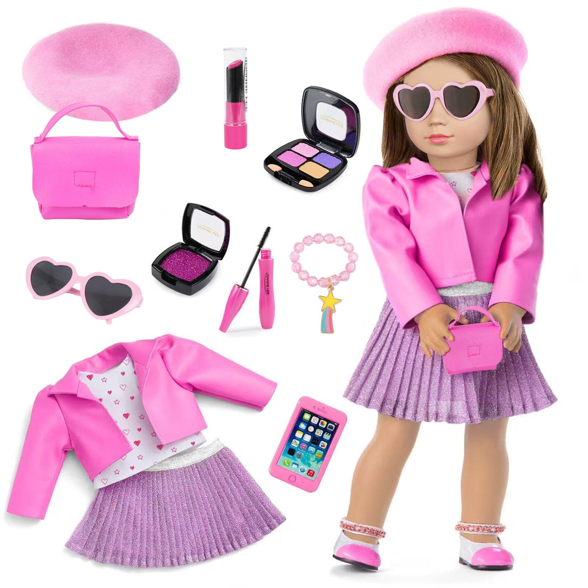UZIDBTO berets and outfits for 18-inch dolls spark creative dress-up play.