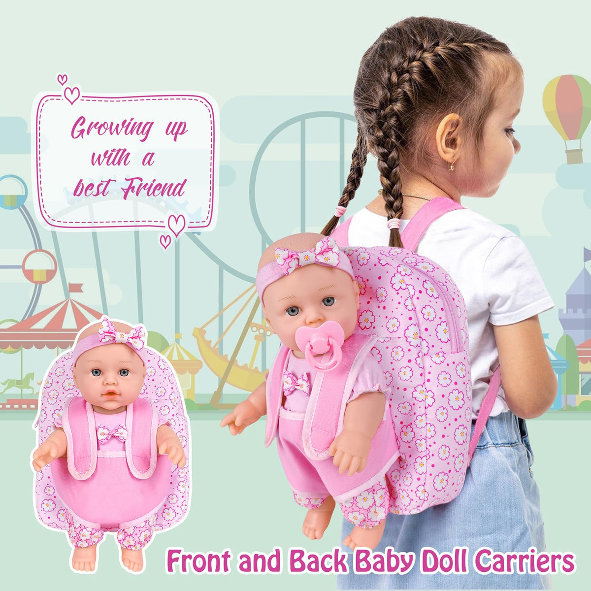 Included clothes set enhances dress-up and caring role-play