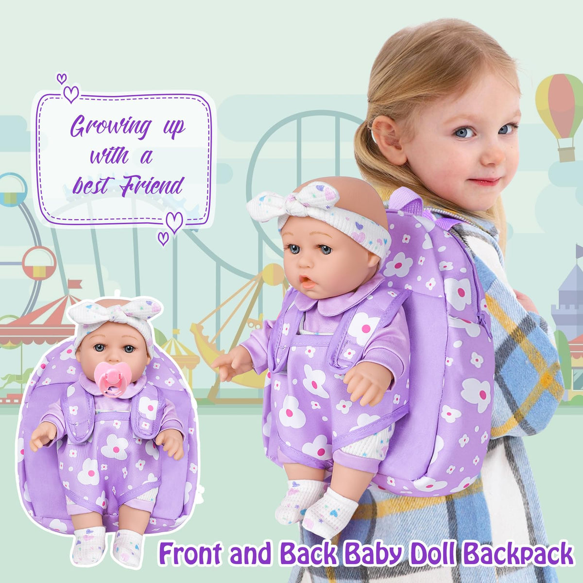 UZIDBTO purple flower backpack ready for accessories storage