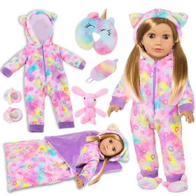 UZIDBTO rainbow-doll-sleeping-bag for cozy sleepover pretend play.