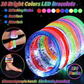 UZLU 10-color LED glow bracelets illuminate night fiestas with vivid color options.