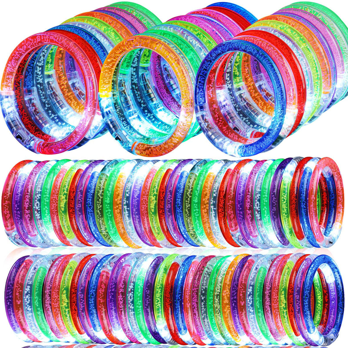 UZLU 120-pack glow bracelets bulk for parties, creating bright ambience at events.