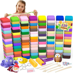 UZLU 169pcs air-dry clay kit with vibrant colors for imaginative crafts at home.