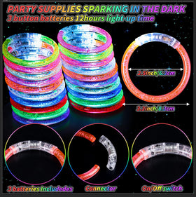 UZLU battery-operated glow bracelets provide long-lasting light for up to 12 hours.
