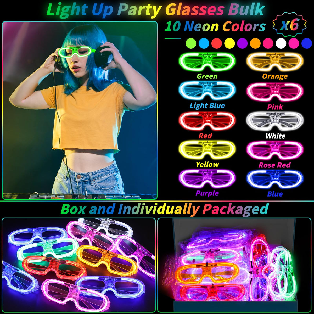 UZLU durable plastic frame LED glasses built to last