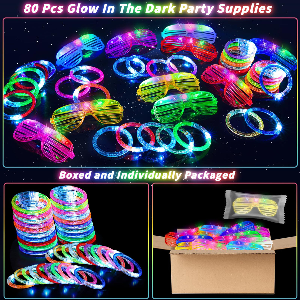 UZLU kid wearing glow glasses enhances safe, visible party fun