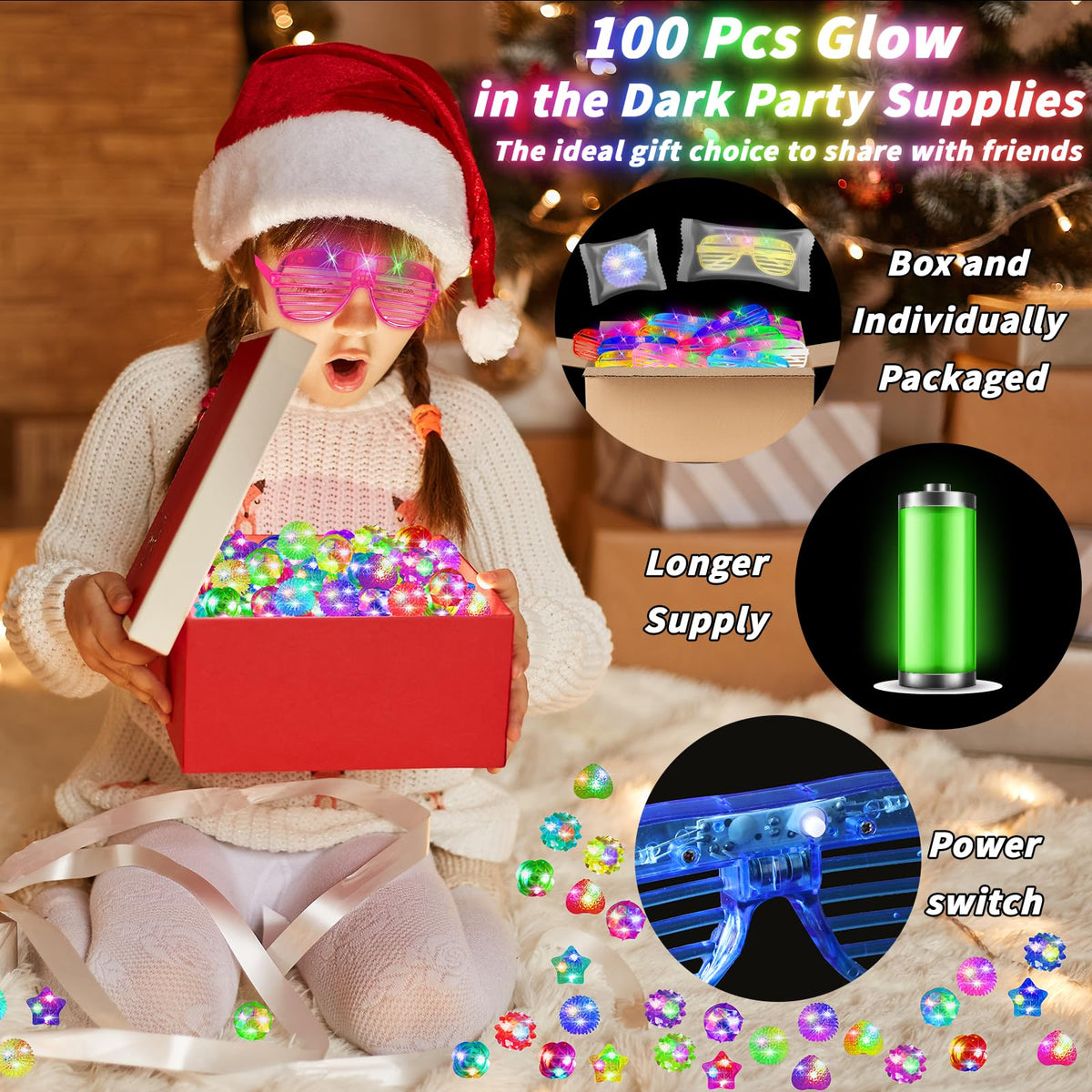 UZLU neon sunglasses-style glow glasses illuminate crowded venues with style.
