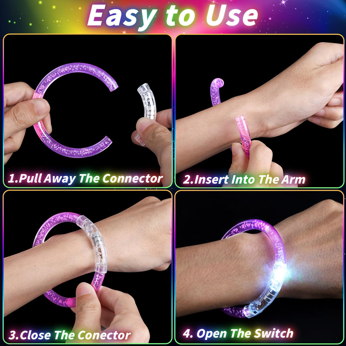 UZLU neon party scene featuring glow glasses and bracelets in use