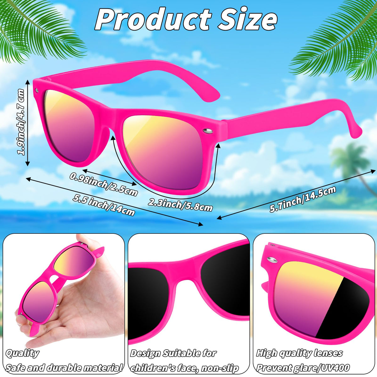 UZLU polypropylene kid sunglasses, durable and lightweight bulk pack.