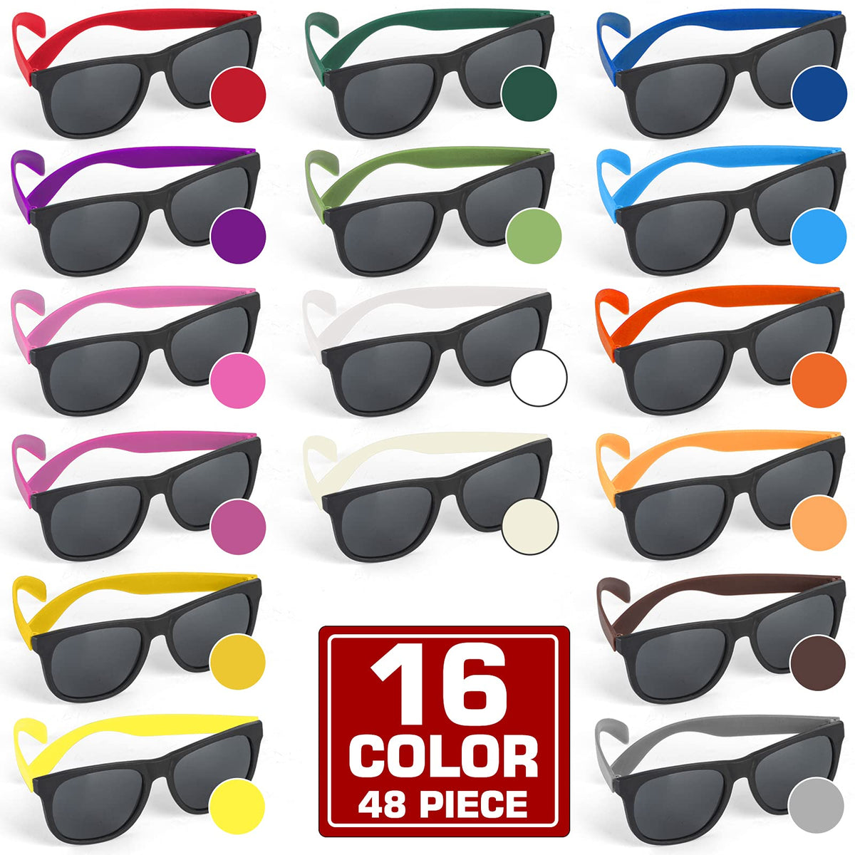 Uzoxlsn sunglasses with 16 neon color frames for retro style outfits.