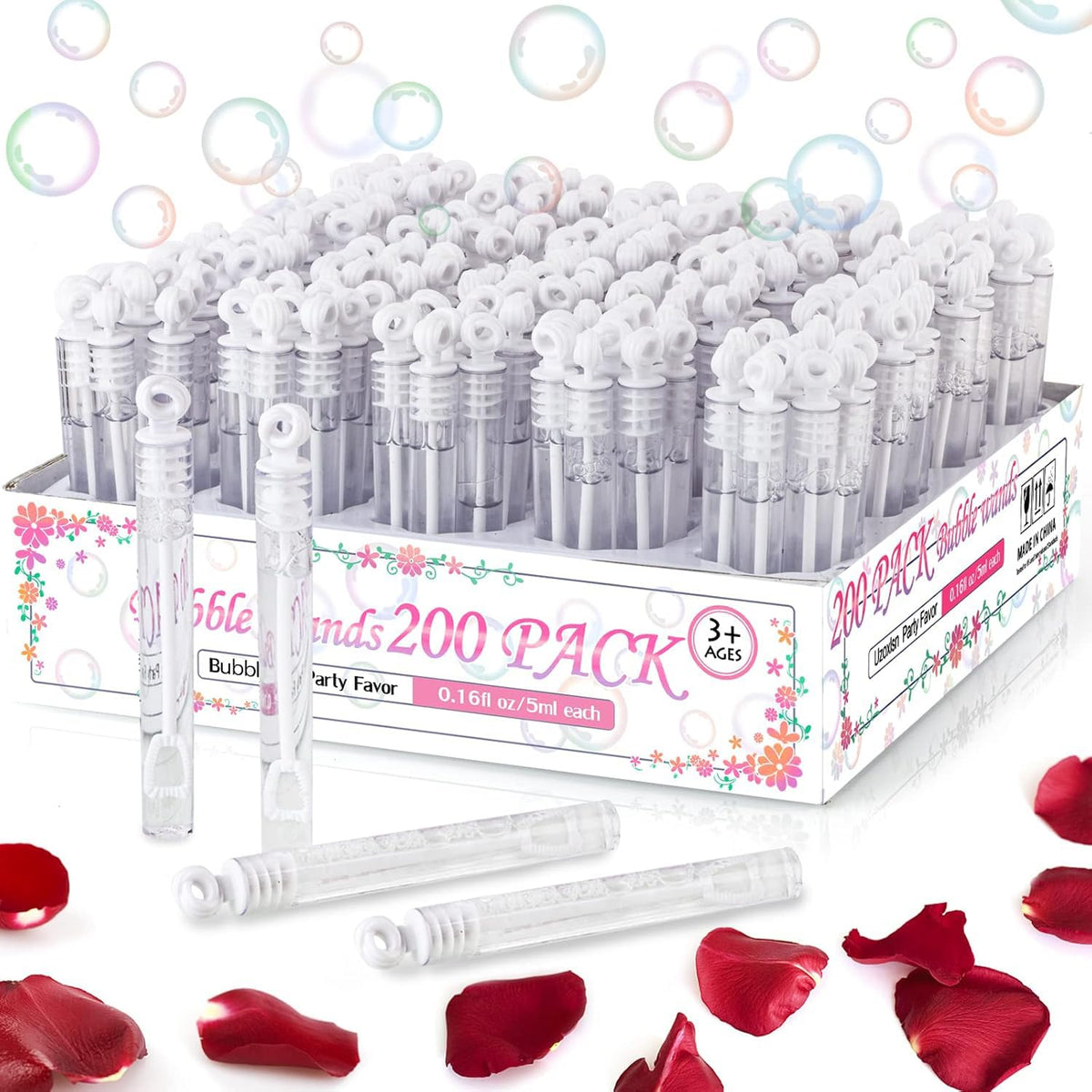 Uzoxlsn 200-pack mini bubble wands white for festive outdoor fun