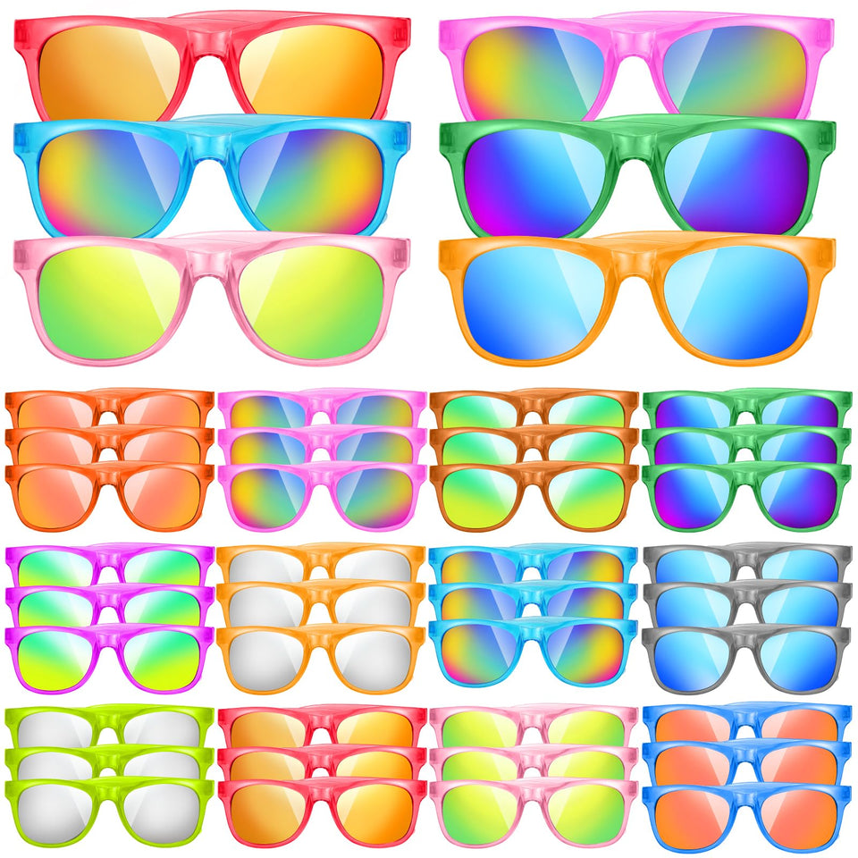 Uzoxlsn kids sunglasses neon colors with translucent frames for sunny days.