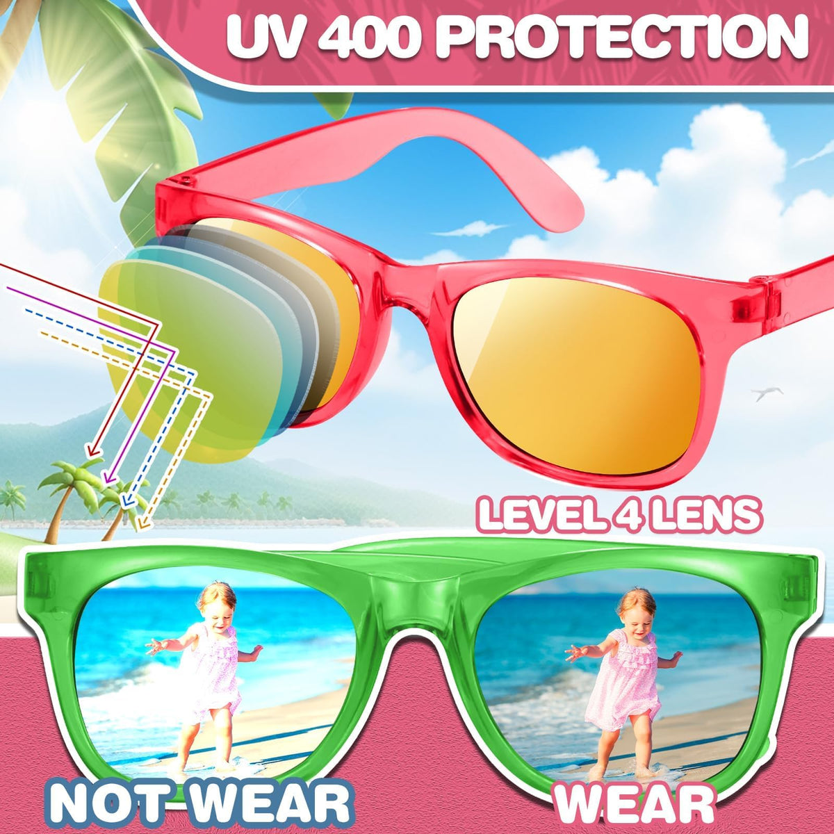 Uzoxlsn polarized kid sunglasses showcase glare-free vision for active days.