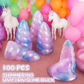 Uzoxlsn unicorn slime cup showing 2.8 inch size for easy hand play