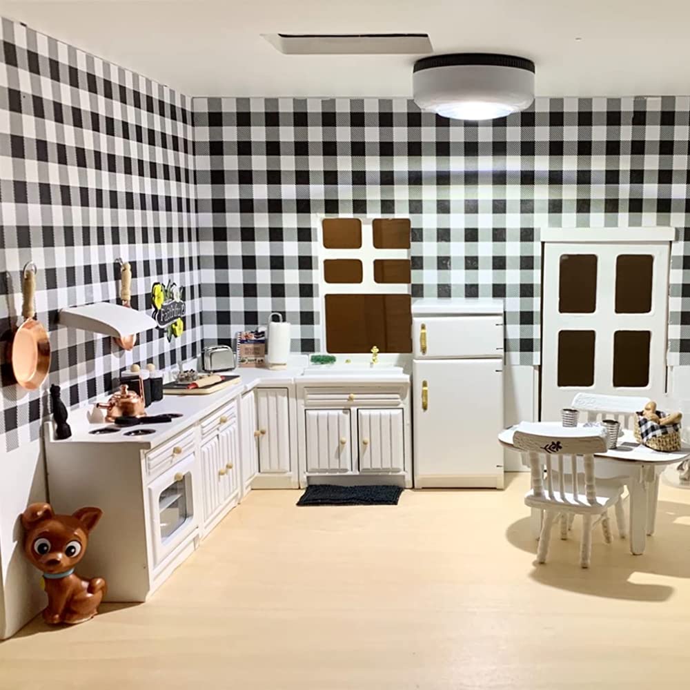 UZPDWK dollhouse kitchen assembly scene showcases easy arrangement at home.