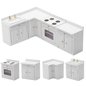 UZPDWK wooden dollhouse kitchen fridge set highlights compact, imaginative play and realistic storage.